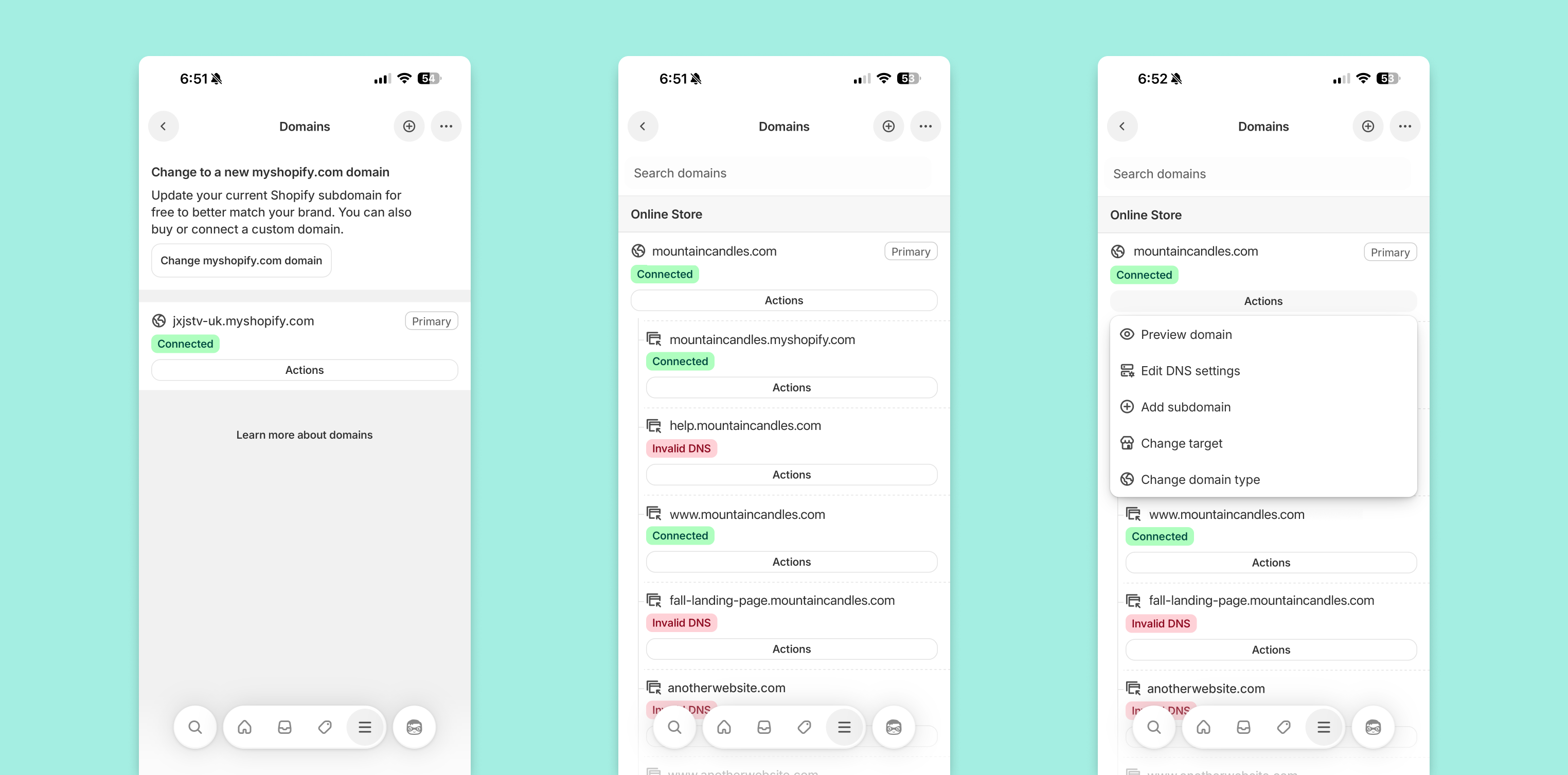 Domain index table redesign on mobile app