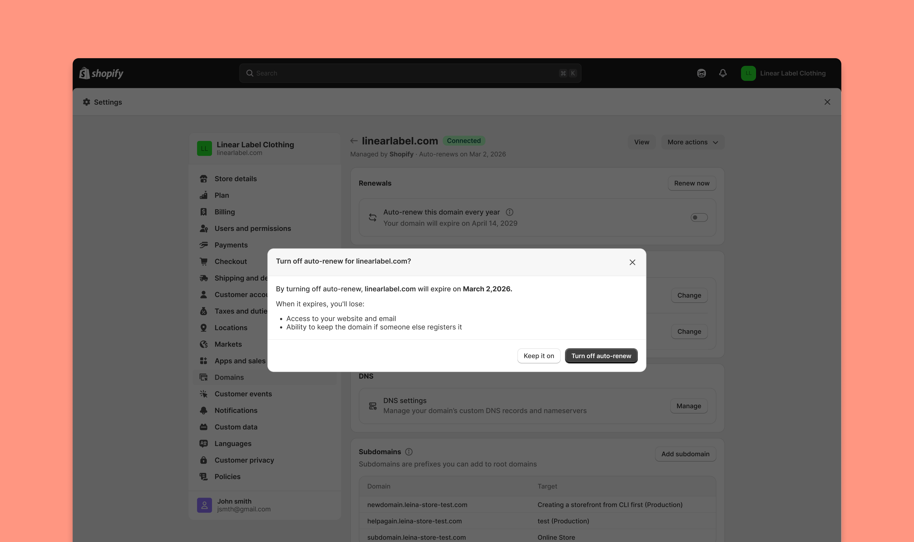 Turning off auto-renew confirmation modal to prevent accidental cancellation